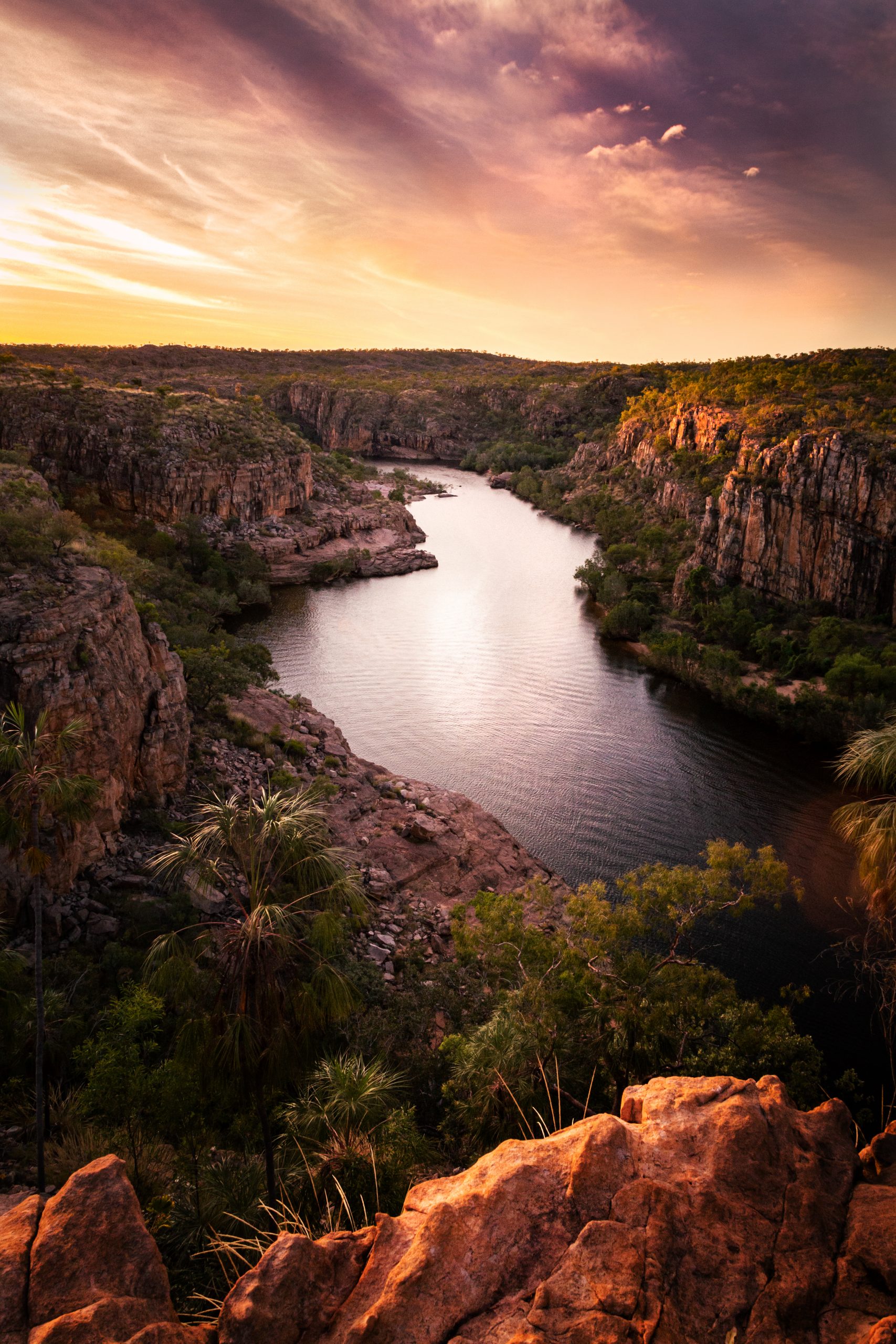 Sunset over Katherine Gorge in the Nitmiluk National Park, Northern Territory, Australia