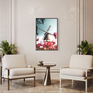 Windmill in tulips